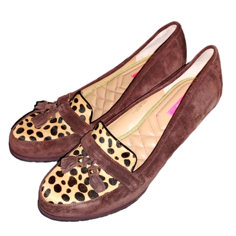 Isaac Mizrahi Leopard Print Hair on Hide Loafers